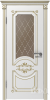 Межкомнатная дверь Милана Белая эмаль стекло патина золото