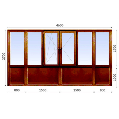Французский балкон 2700x4600 WDS 70 мм 1-камерный стеклопакет ламинированное