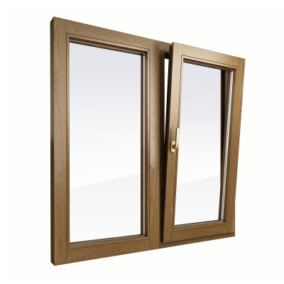 Пластиковое окно двухстворчатое Krauss 60 мм 1 камерный стеклопакет ламинированное