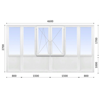 Французский балкон 2700x4600 WDS 70 мм 1-камерный стеклопакет