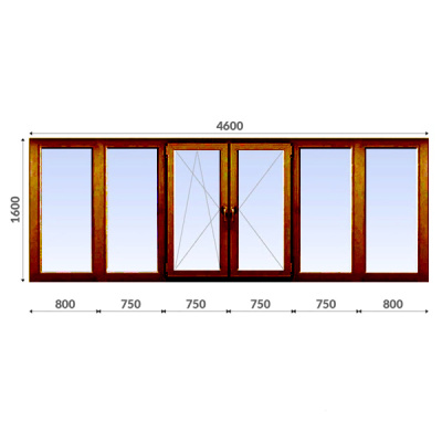 Балкон П-образный 1600x4600 Wintech 70 мм 2-камерный стеклопакет ламинированный энергосберегающий